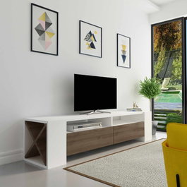 Hanah Home Soporte de TV Nogal y Blanco